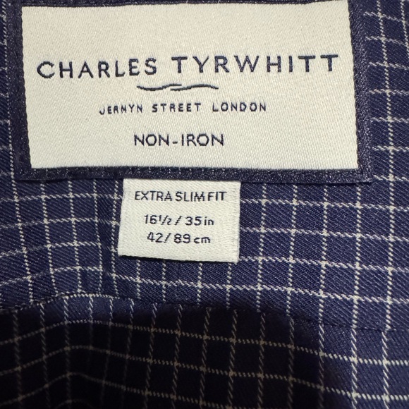 Charles Tyrwhitt Navy Check Dress Shirt - Picture 3 of 3